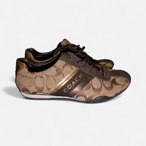 Coach Signature C Monogram Canvas & Suede Fashion Sneakers 8.5